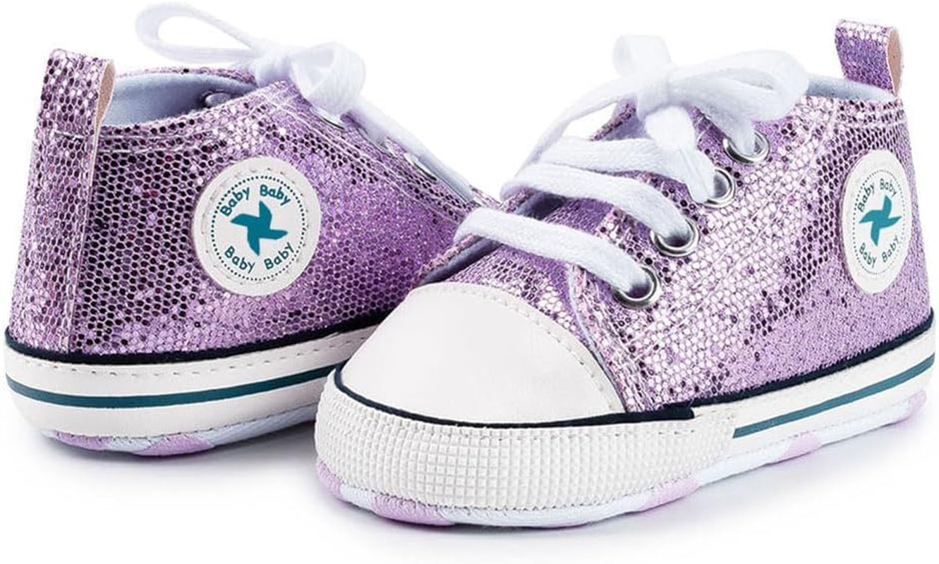 Baby Girls Boys Shoes Soft Anti-Slip Sole Newborn First Walkers High Top Canvas Denim Unisex Infant Sneaker.