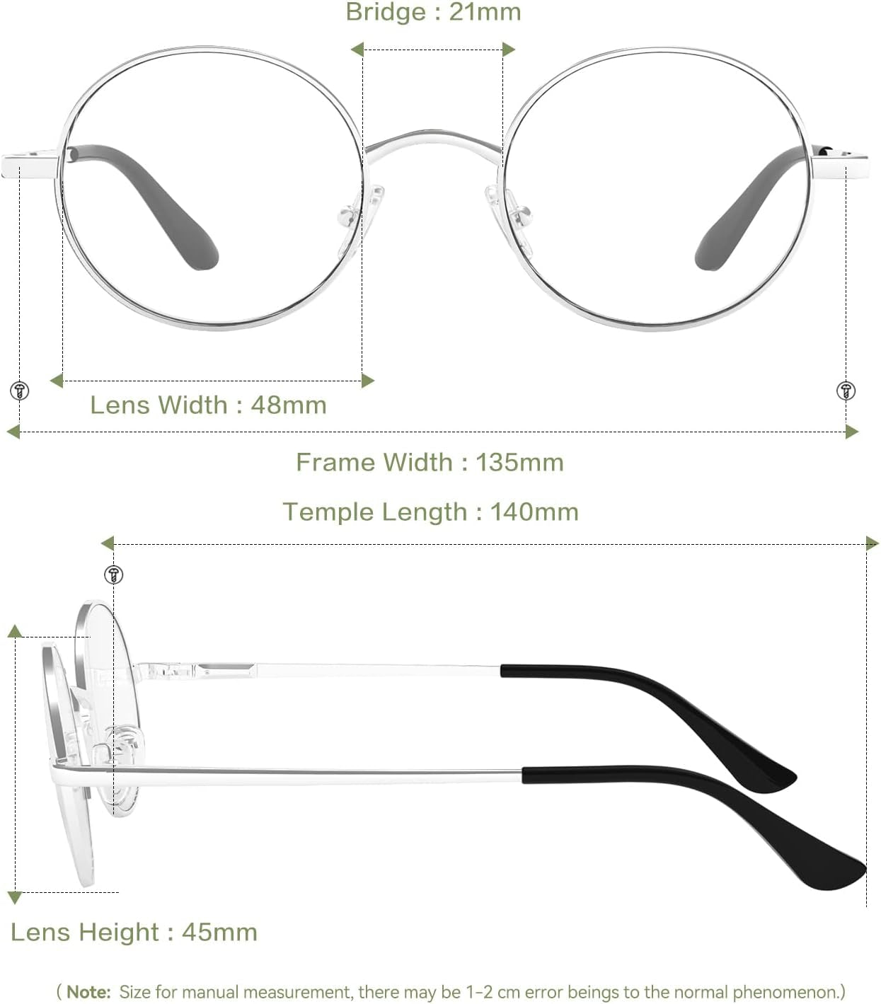 Blue Light Blocking Glasses for Women Men Metal Frame round anti Blue Light Computer Gaming Glasses Non-Prescription.