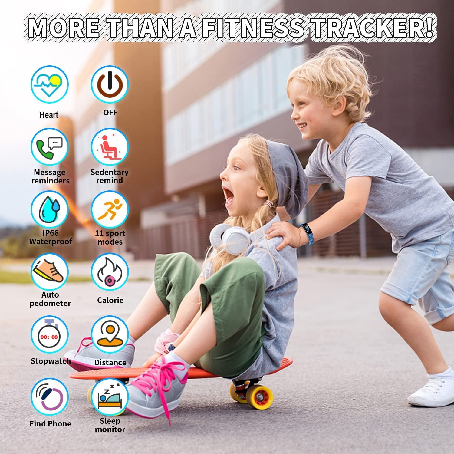 Vibrant Kids Fitness Tracker Watch - Waterproof Smartwatch with Pedometer, Stopwatch & 11 Sport Modes for Ages 6-16.
