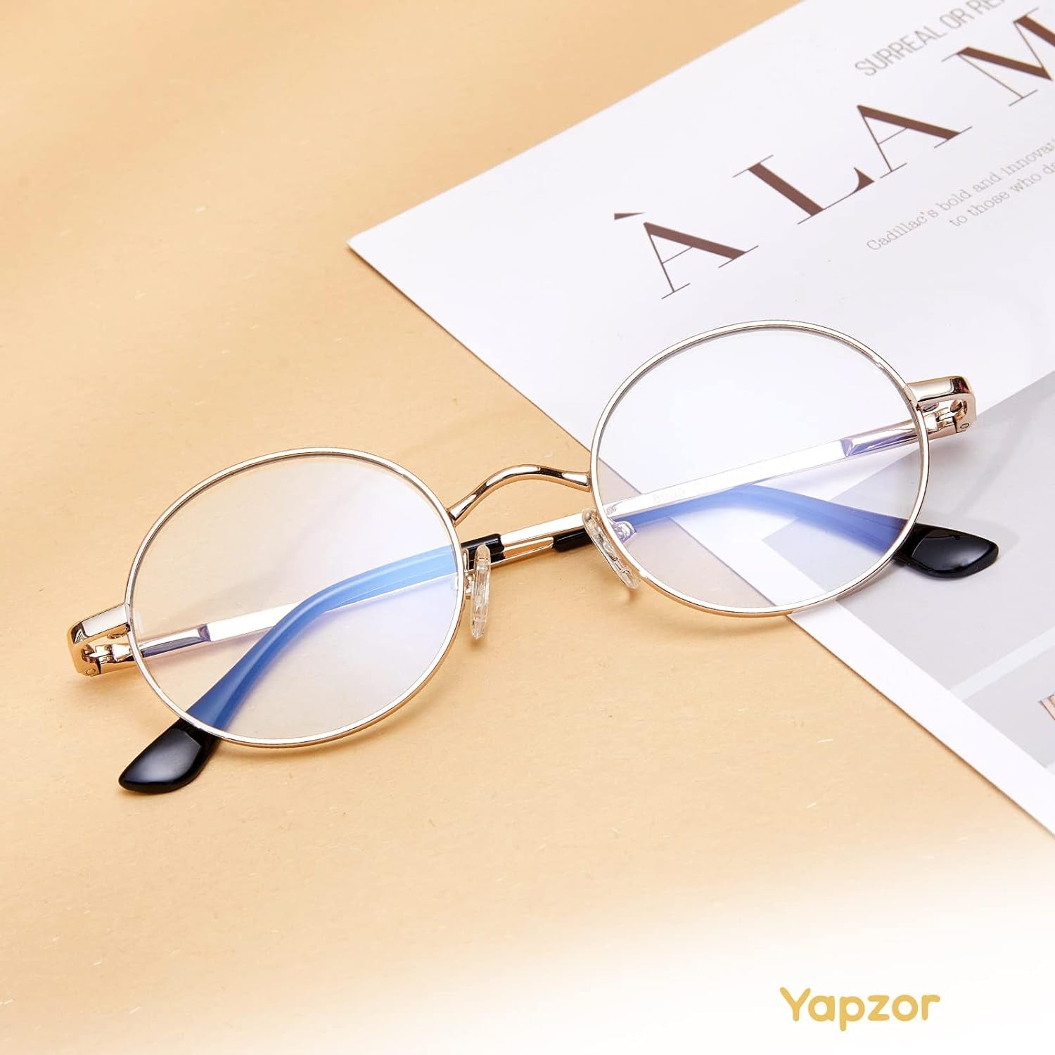 Blue Light Blocking Glasses for Women Men Metal Frame round anti Blue Light Computer Gaming Glasses Non-Prescription.