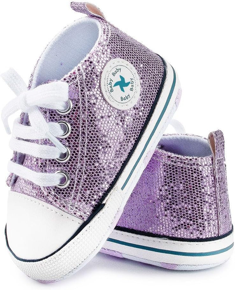 Baby Girls Boys Shoes Soft Anti-Slip Sole Newborn First Walkers High Top Canvas Denim Unisex Infant Sneaker.