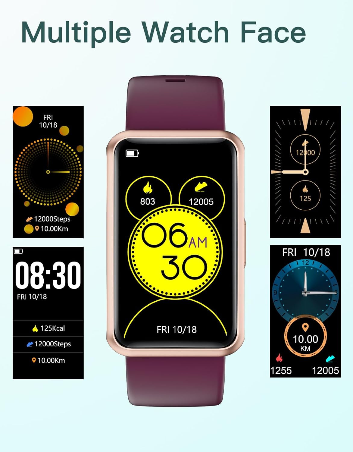 Waterproof Fitness Tracker Watch - No Bluetooth or App Required, Full Touch Screen, Step & Sleep Monitor, Alarm Clocks - Perfect for Men, Women & Parents (Purple).