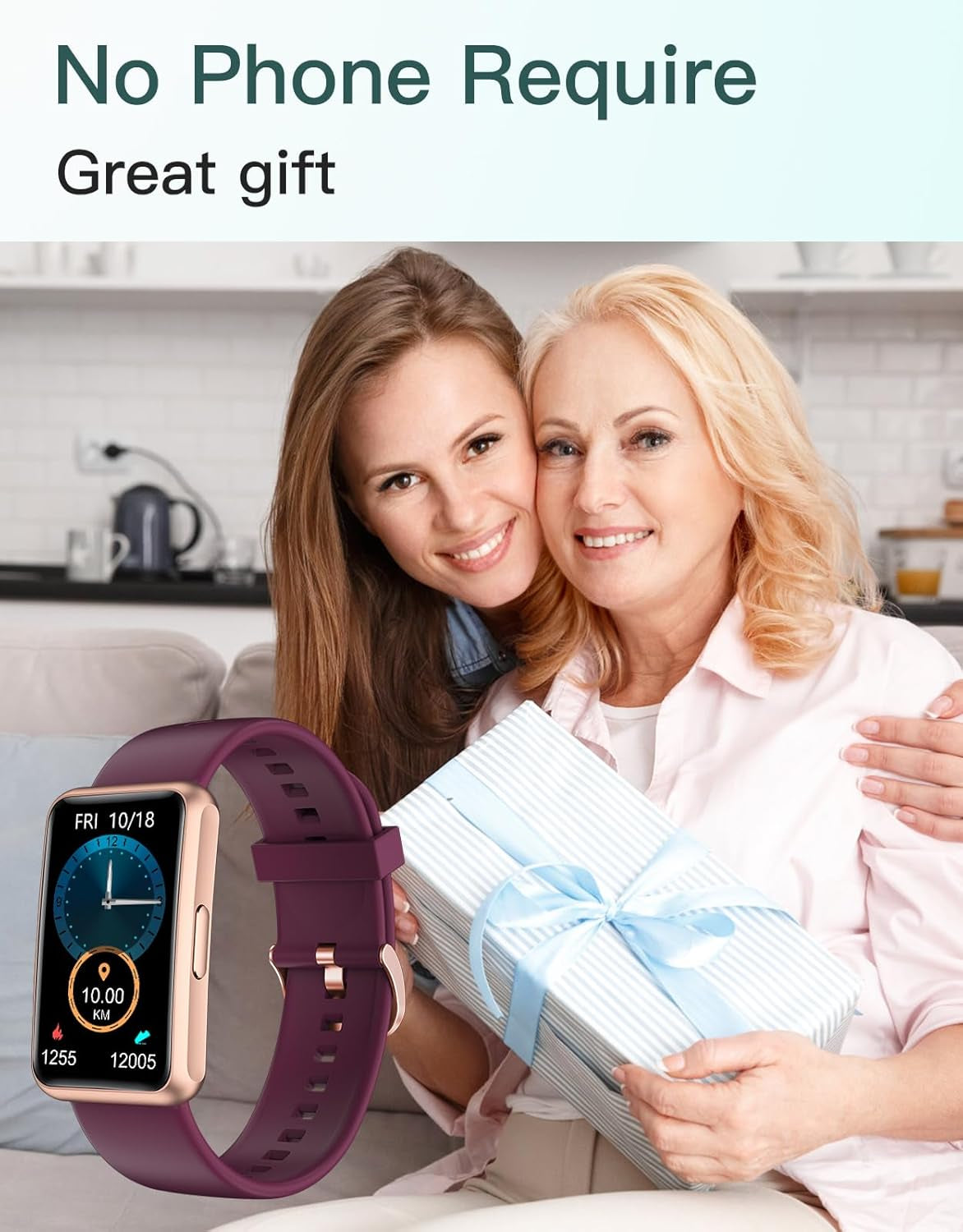 Waterproof Fitness Tracker Watch - No Bluetooth or App Required, Full Touch Screen, Step & Sleep Monitor, Alarm Clocks - Perfect for Men, Women & Parents (Purple).