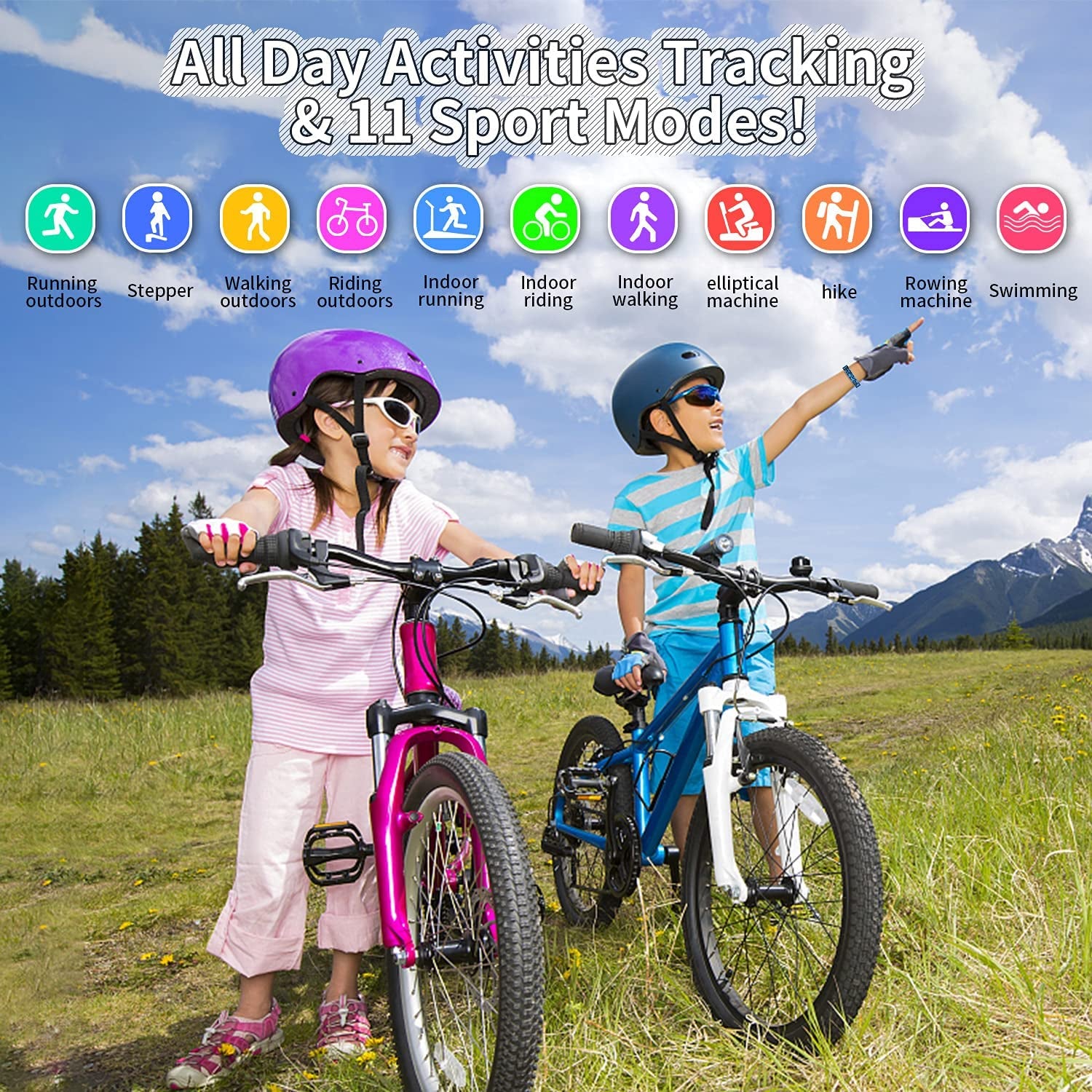 Vibrant Kids Fitness Tracker Watch - Waterproof Smartwatch with Pedometer, Stopwatch & 11 Sport Modes for Ages 6-16.