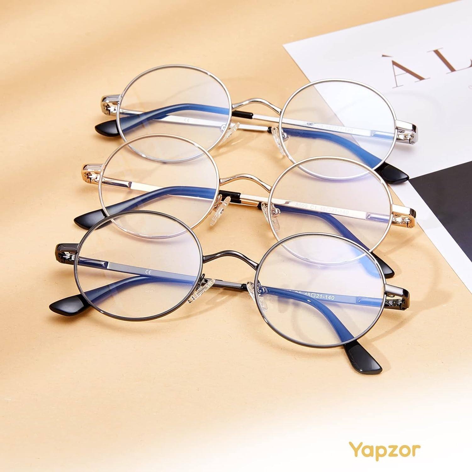 Blue Light Blocking Glasses for Women Men Metal Frame round anti Blue Light Computer Gaming Glasses Non-Prescription.